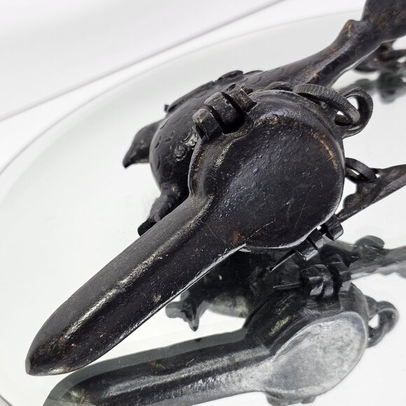 Antique Mughal Peacock Hanging Oil Lamp Bird Very Old. Bronze Or Brass - Picture 11 of 16